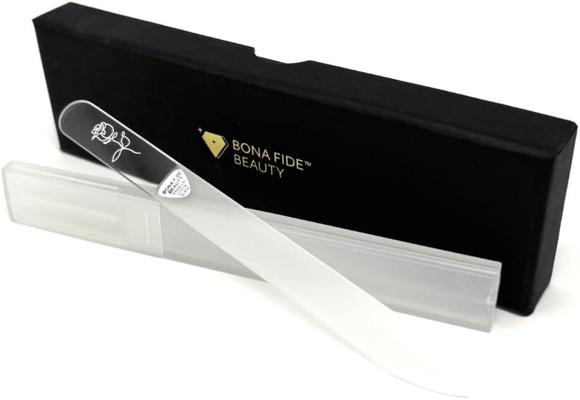 Bona Fide Beauty Tschechische Glas-Nagelfeile Mit Hardcase, Rosen-Design, Nagelfeile Mit Neuer, Transparenter Hülle, Geschenke Für Frauen