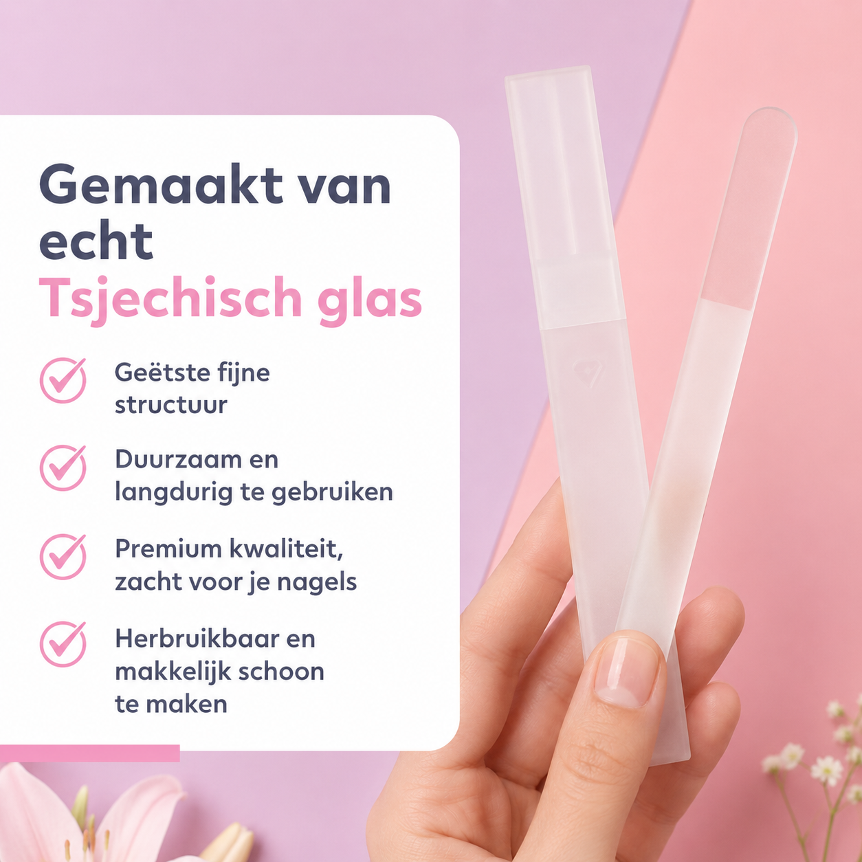 Glazen Nagelvijl met Hardcase | Rozen Design