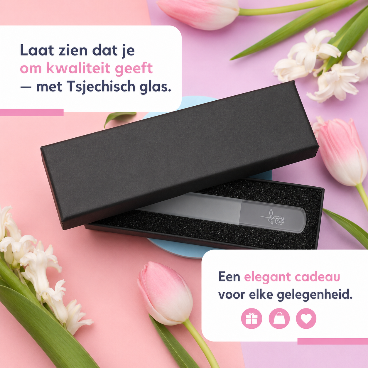 Glazen Nagelvijl met Hardcase | Rozen Design